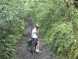 Ryan on the track through Marsland Valley Nature Reserve, 4.8 miles into the ride